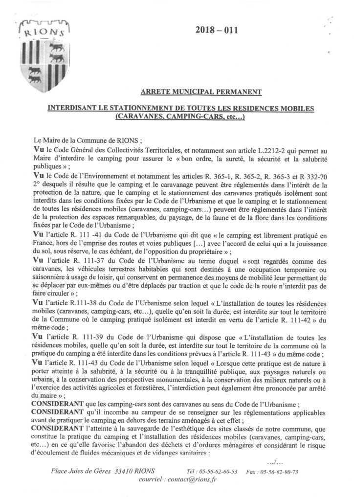 Arrêtés municipaux et/ou préfectoraux, Avis Arrêtés municipaux et/ou préfectoraux, Avis