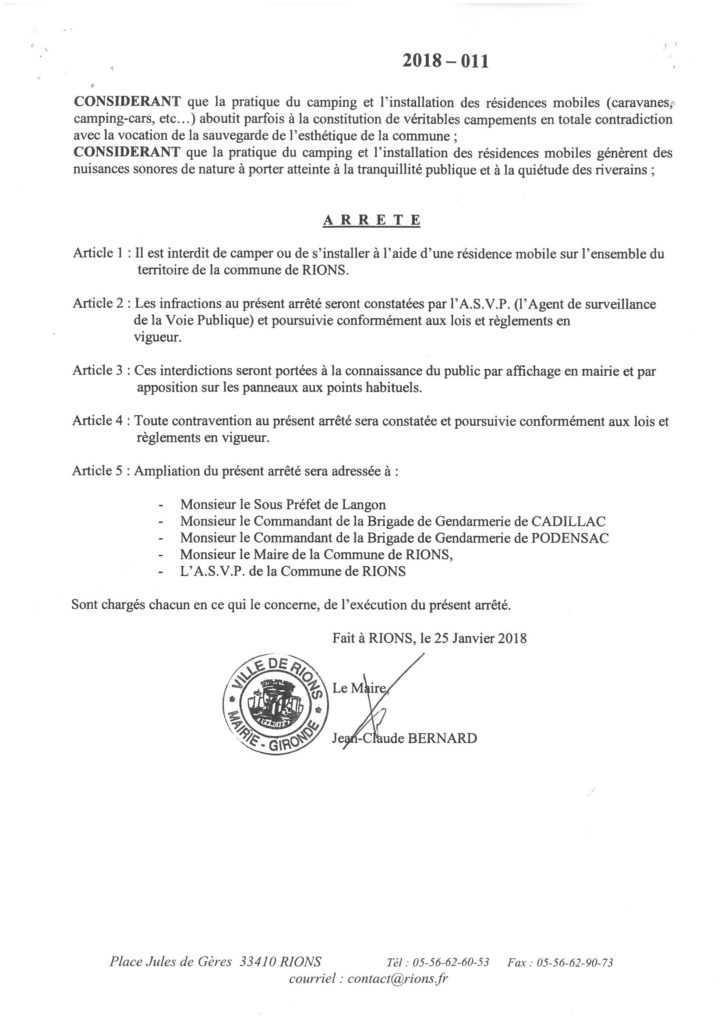 Arrêtés municipaux et/ou préfectoraux, Avis Arrêtés municipaux et/ou préfectoraux, Avis