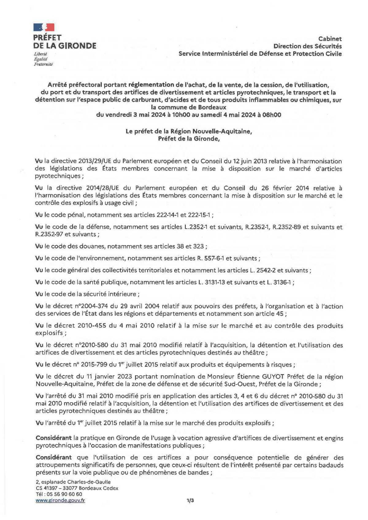 Arrêtés municipaux et/ou préfectoraux, Avis Arrêtés municipaux et/ou préfectoraux, Avis
