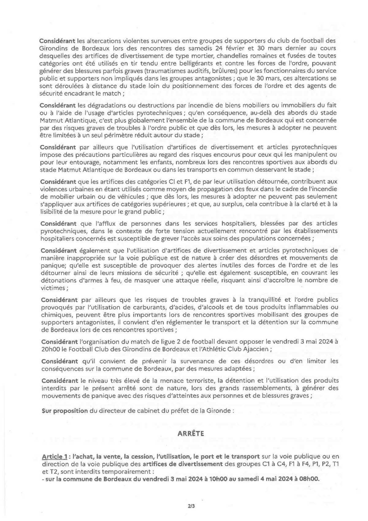 Arrêtés municipaux et/ou préfectoraux, Avis Arrêtés municipaux et/ou préfectoraux, Avis