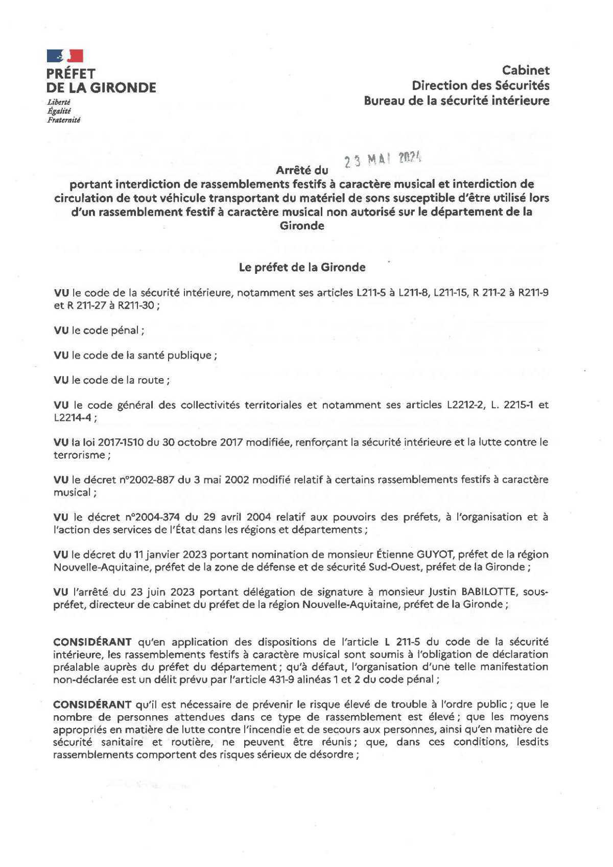 Arrêtés municipaux et/ou préfectoraux, Avis Arrêtés municipaux et/ou préfectoraux, Avis