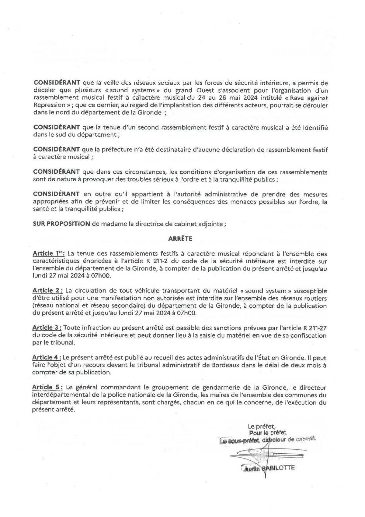 Arrêtés municipaux et/ou préfectoraux, Avis Arrêtés municipaux et/ou préfectoraux, Avis