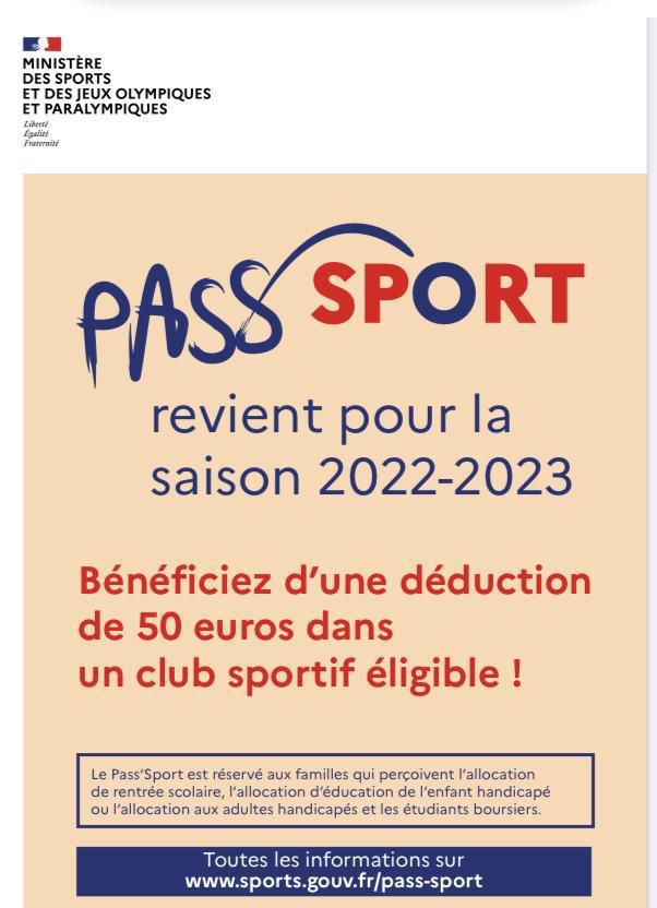 Le "Pass sport" revient pour la saison 2022 / 2023