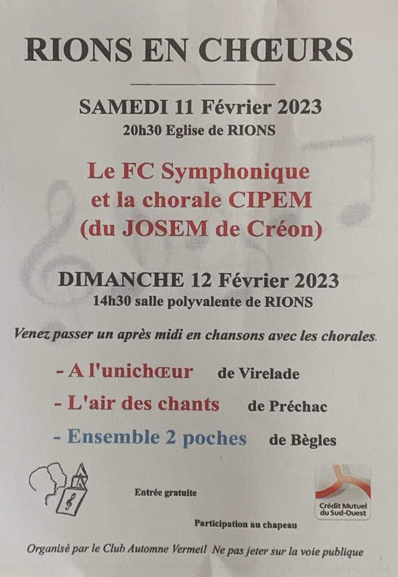 "Rions en chœur", concerts chorales