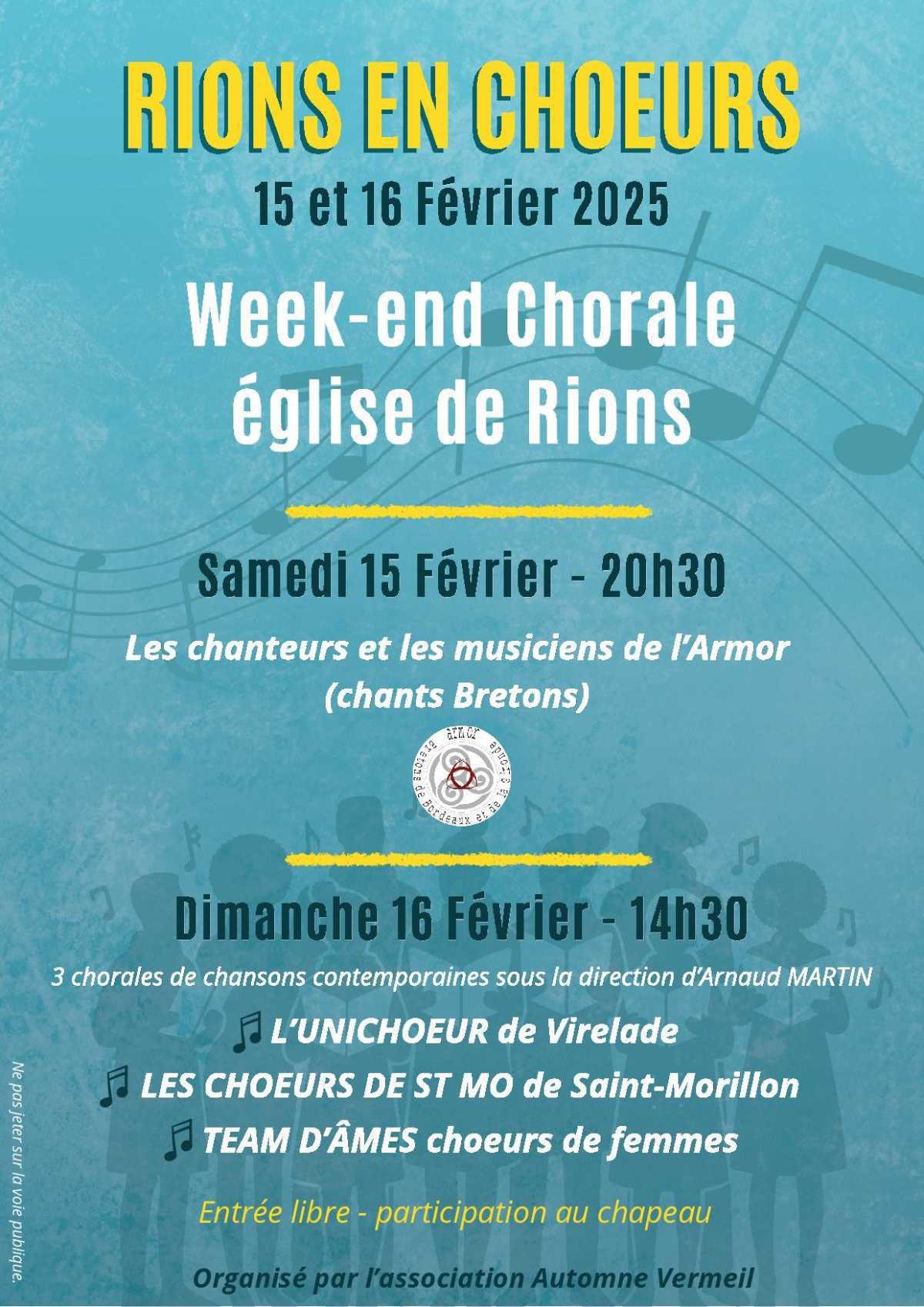 Week-end Chorale organisé par l'association Automne Vermeil