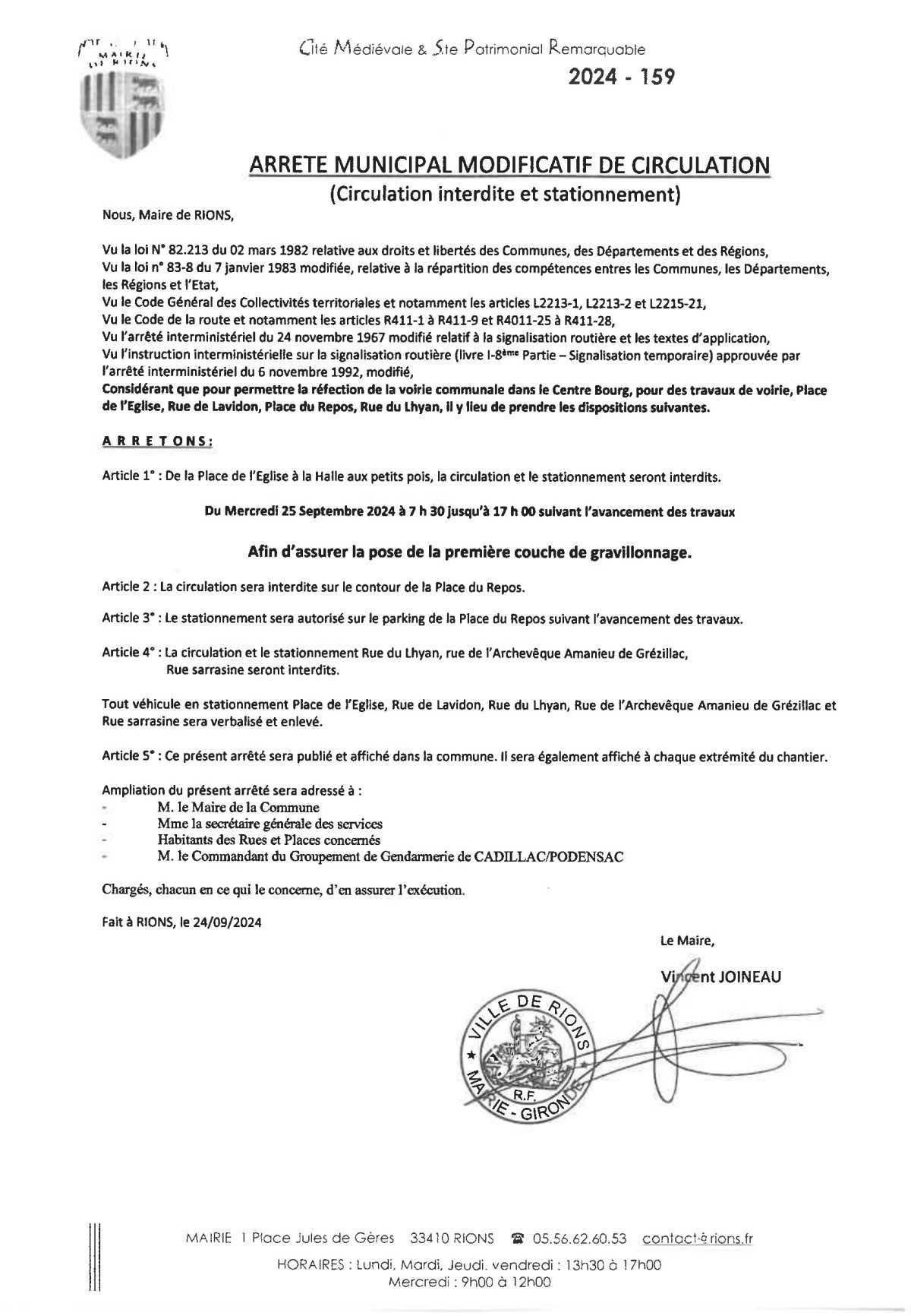 Travaux de voirie du 25 septembre Travaux de voirie du 25 septembre