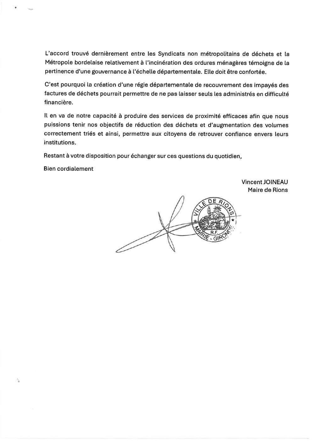 Évolution de la facturation de la gestion des déchets 