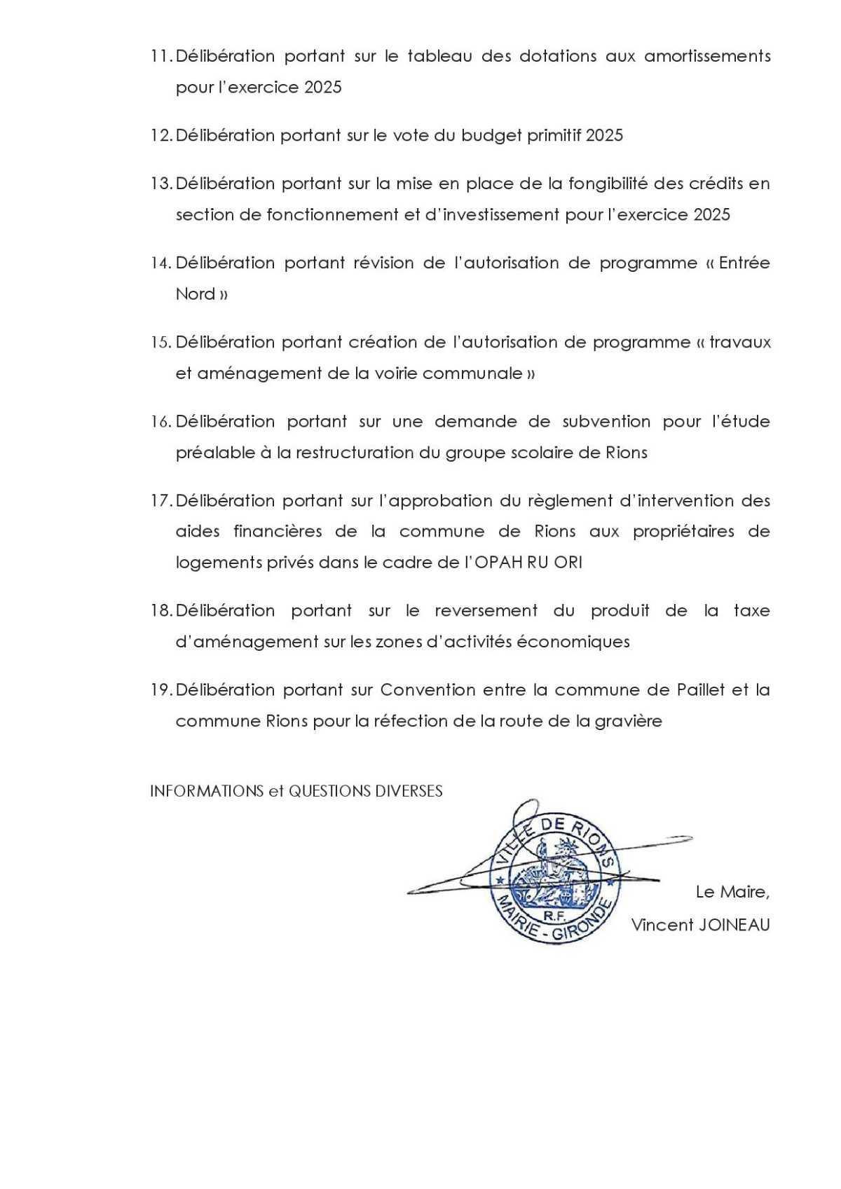 Séance du Conseil Municipal