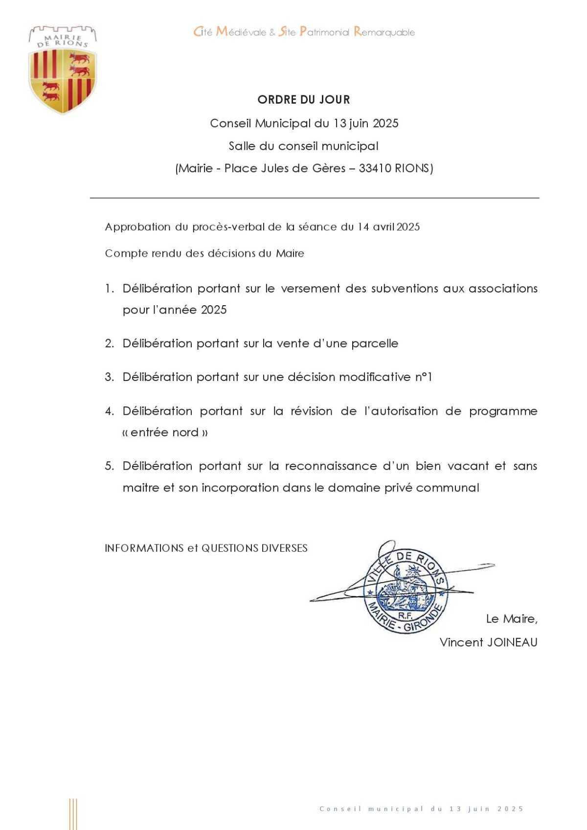 Séance de Conseil Municipal