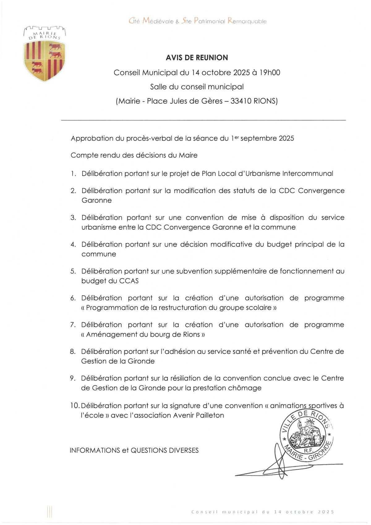 Séance de Conseil Municipal