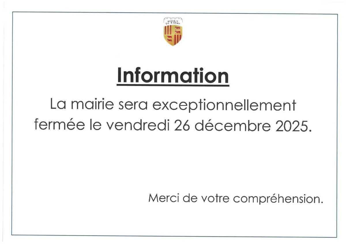 Fermeture exceptionnelle de la Mairie