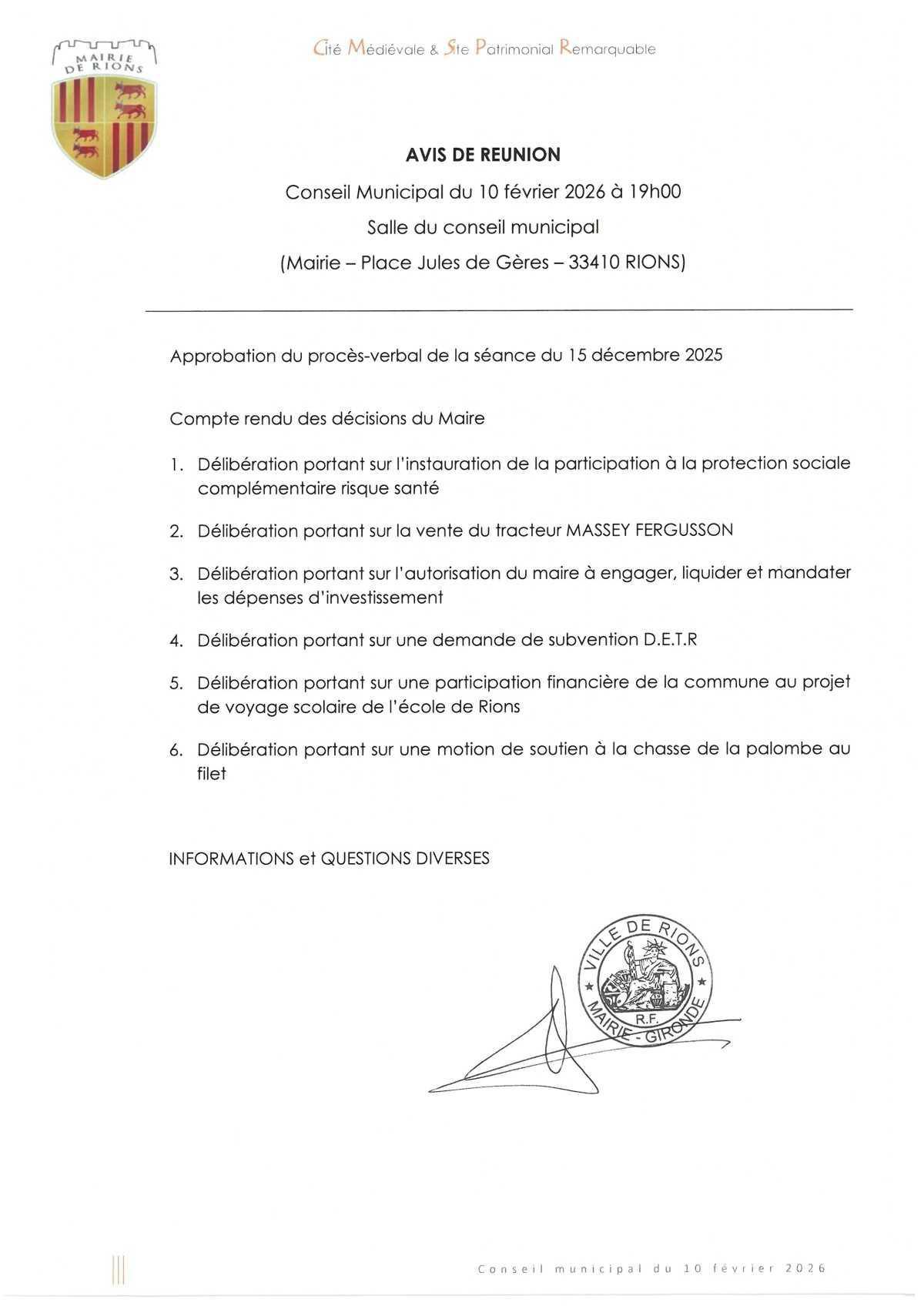 Séance de Conseil Municipal