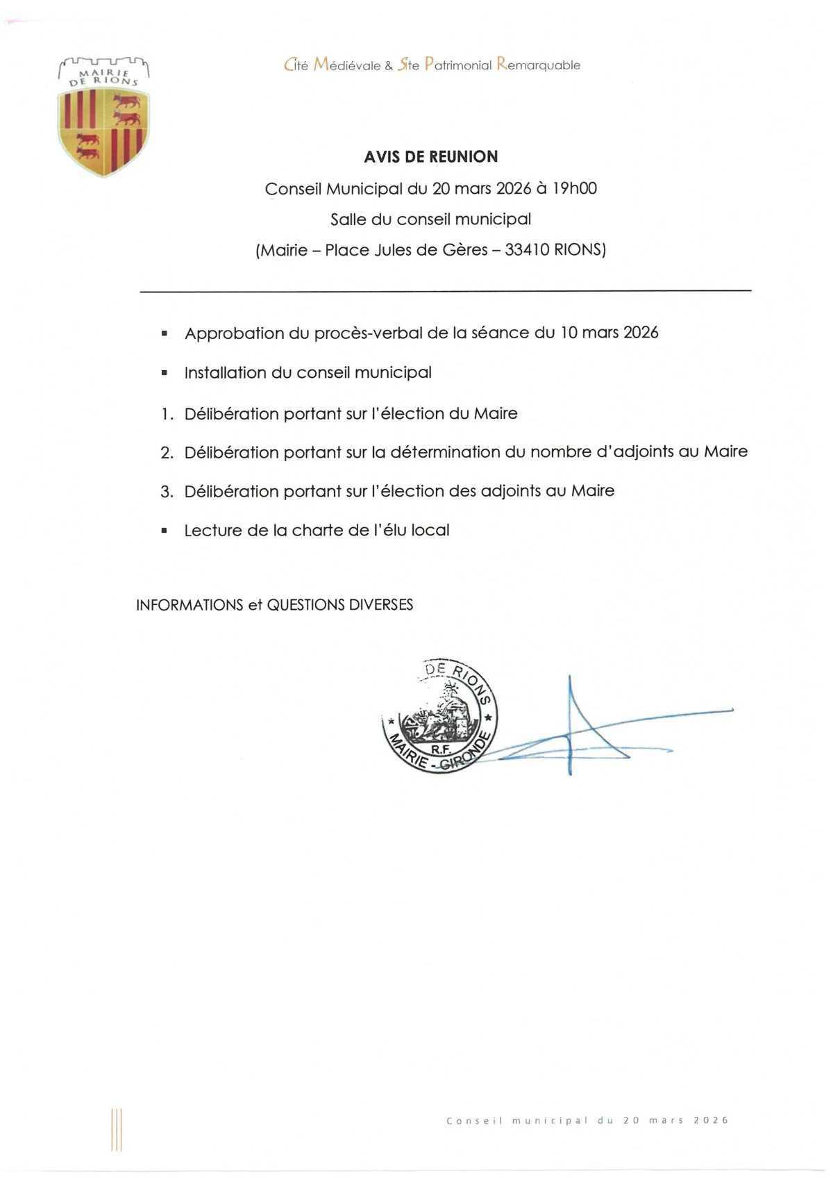 Séance du Conseil Municipal
