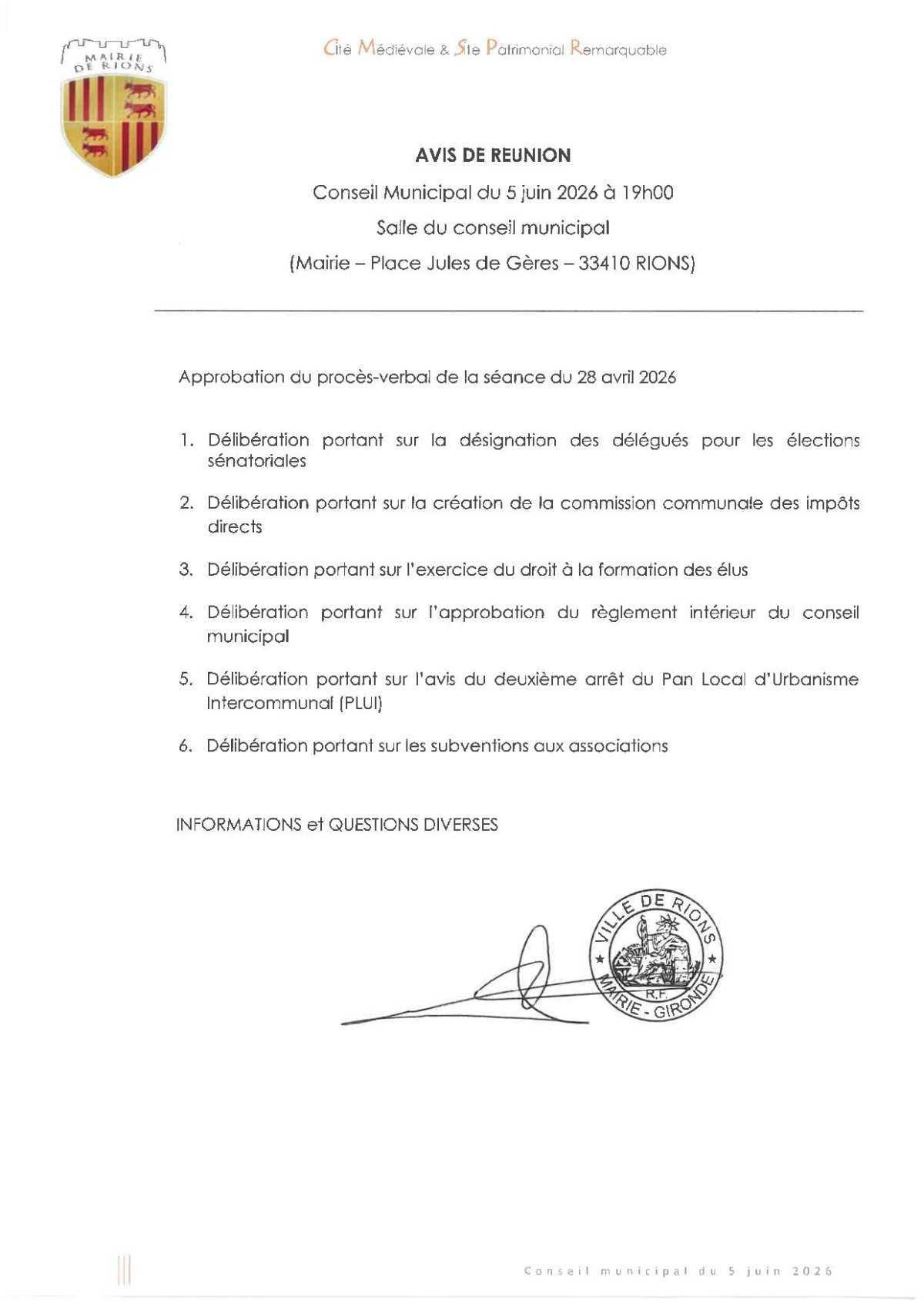 Séance de Conseil Municipal