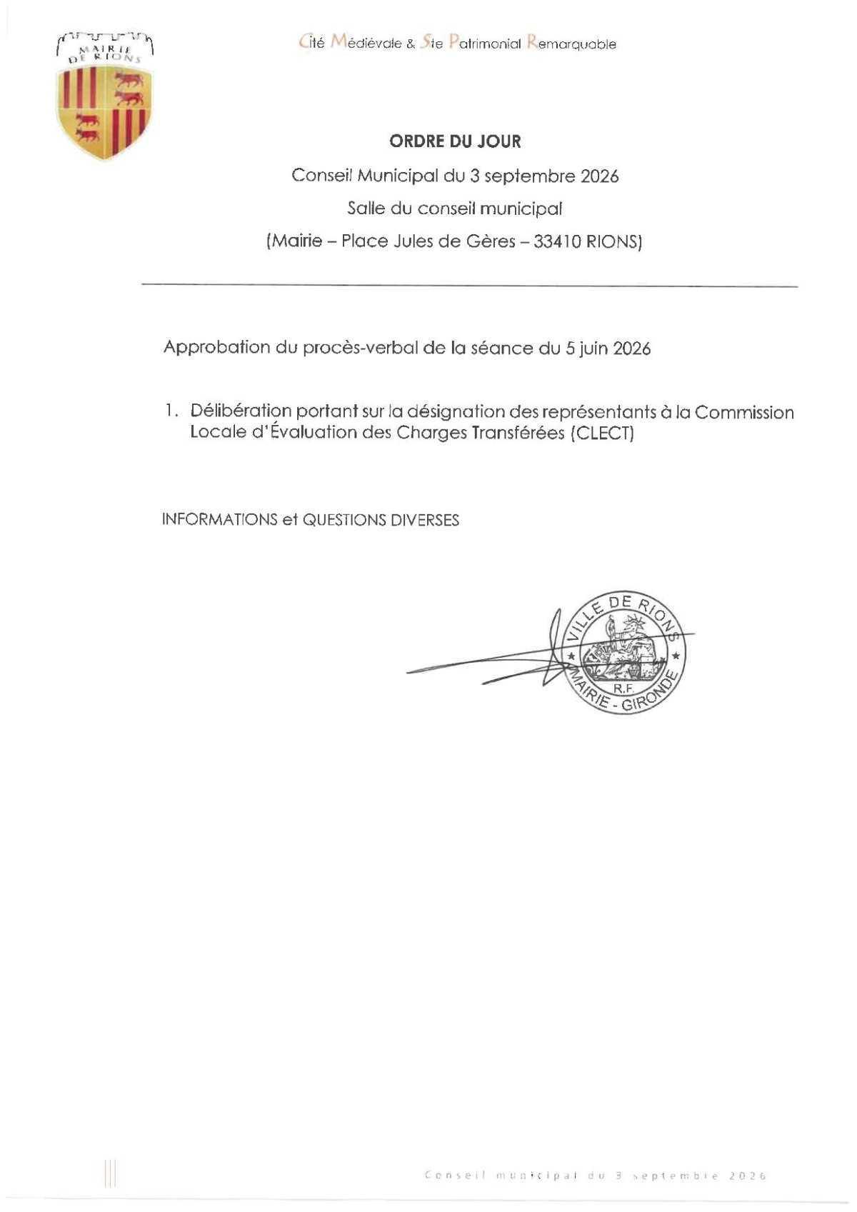 Séance du Conseil Municipal