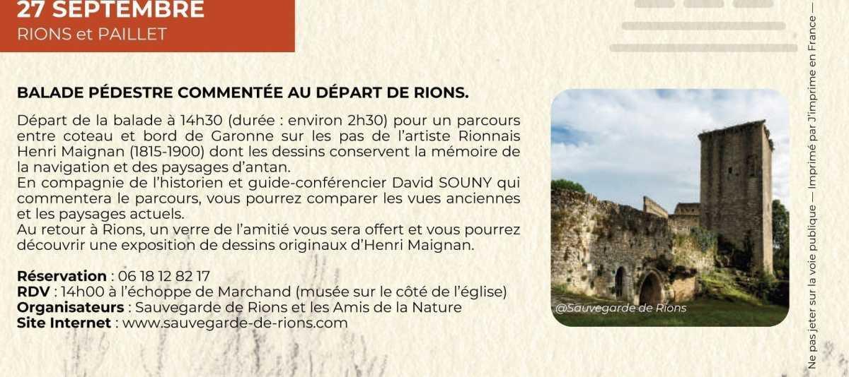 Balade pédestre commentée, au départ de Rions