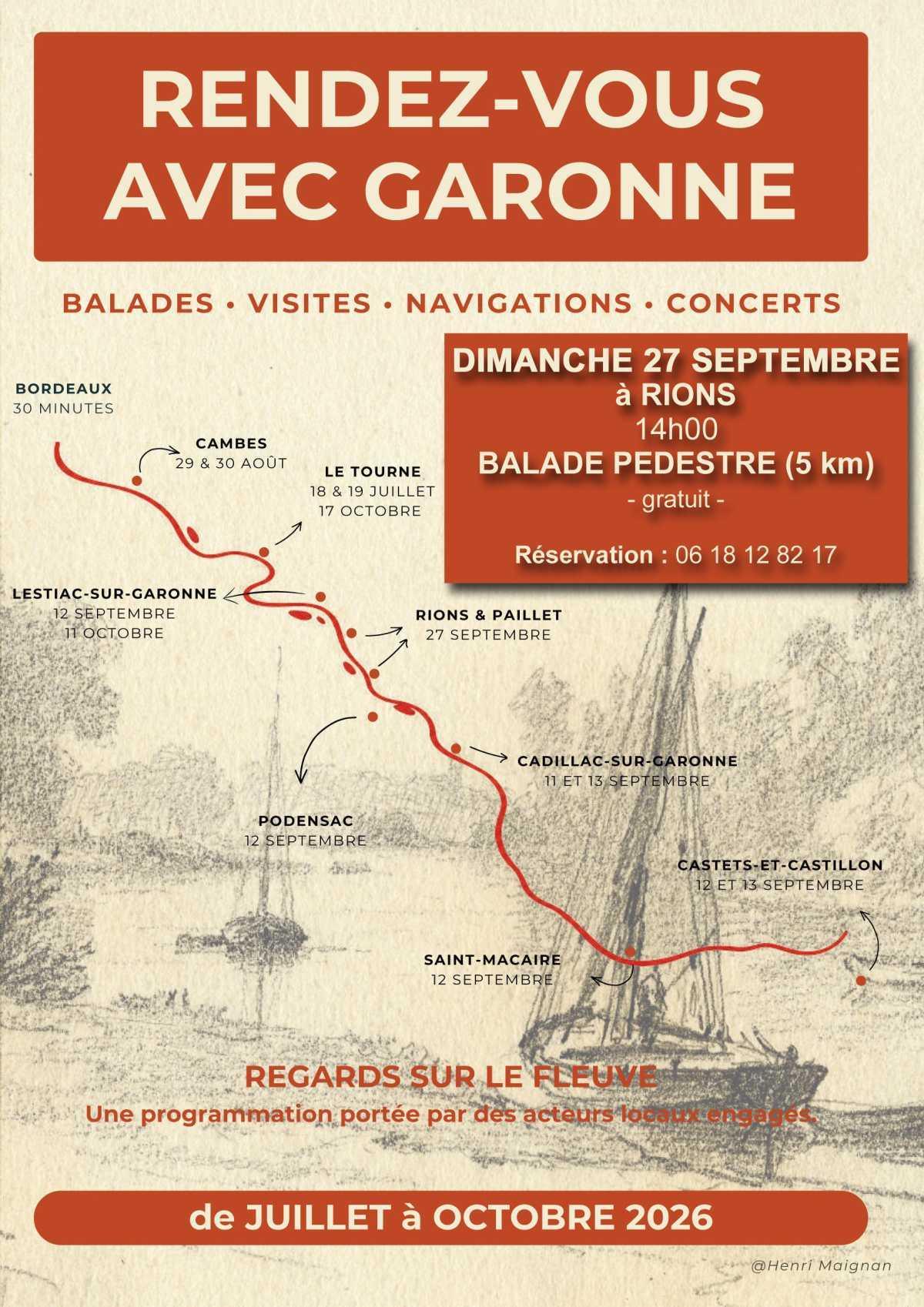 Balade pédestre commentée, au départ de Rions