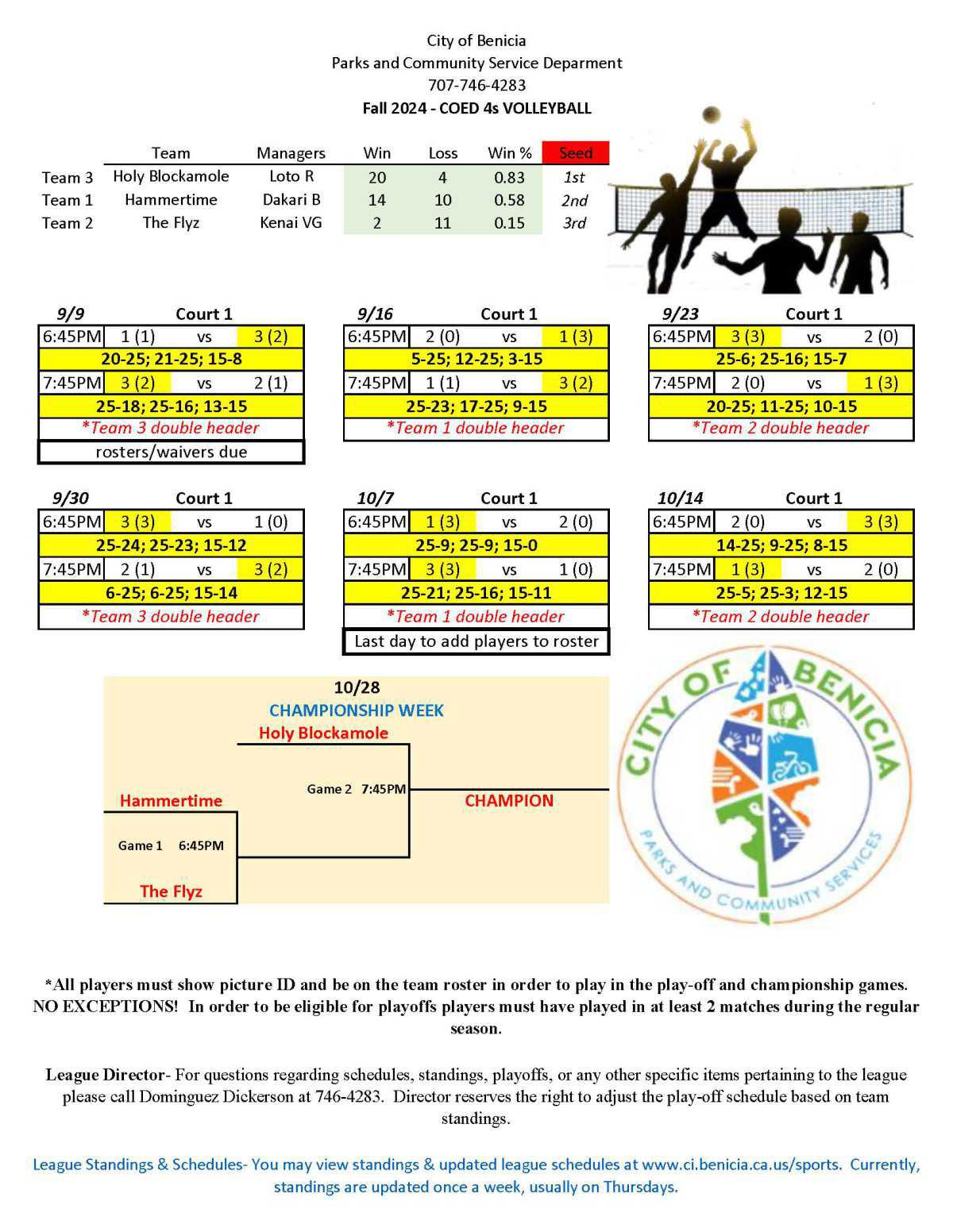 Adult Volleyball Schedules