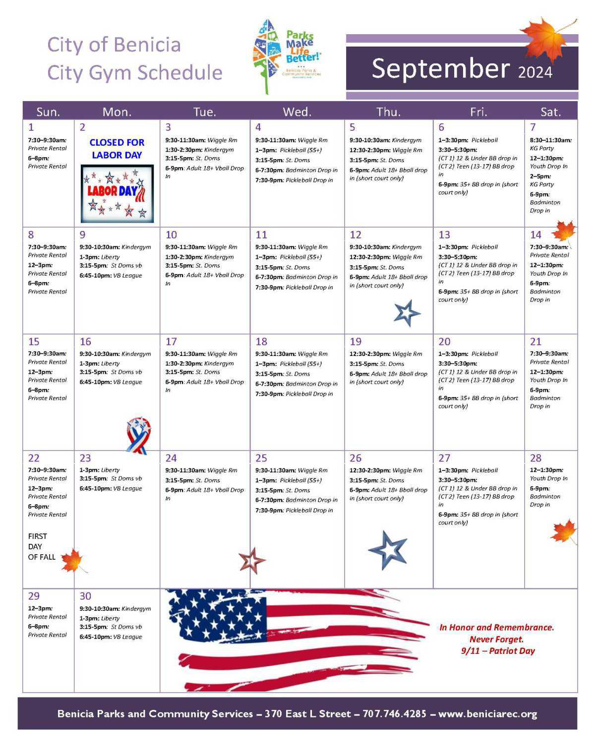 City Gym Calendar