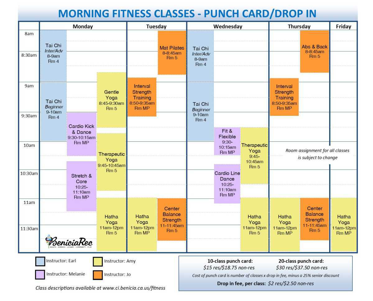 Fitness Classes Calendar