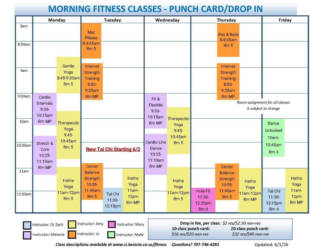 Fitness Classes Calendar