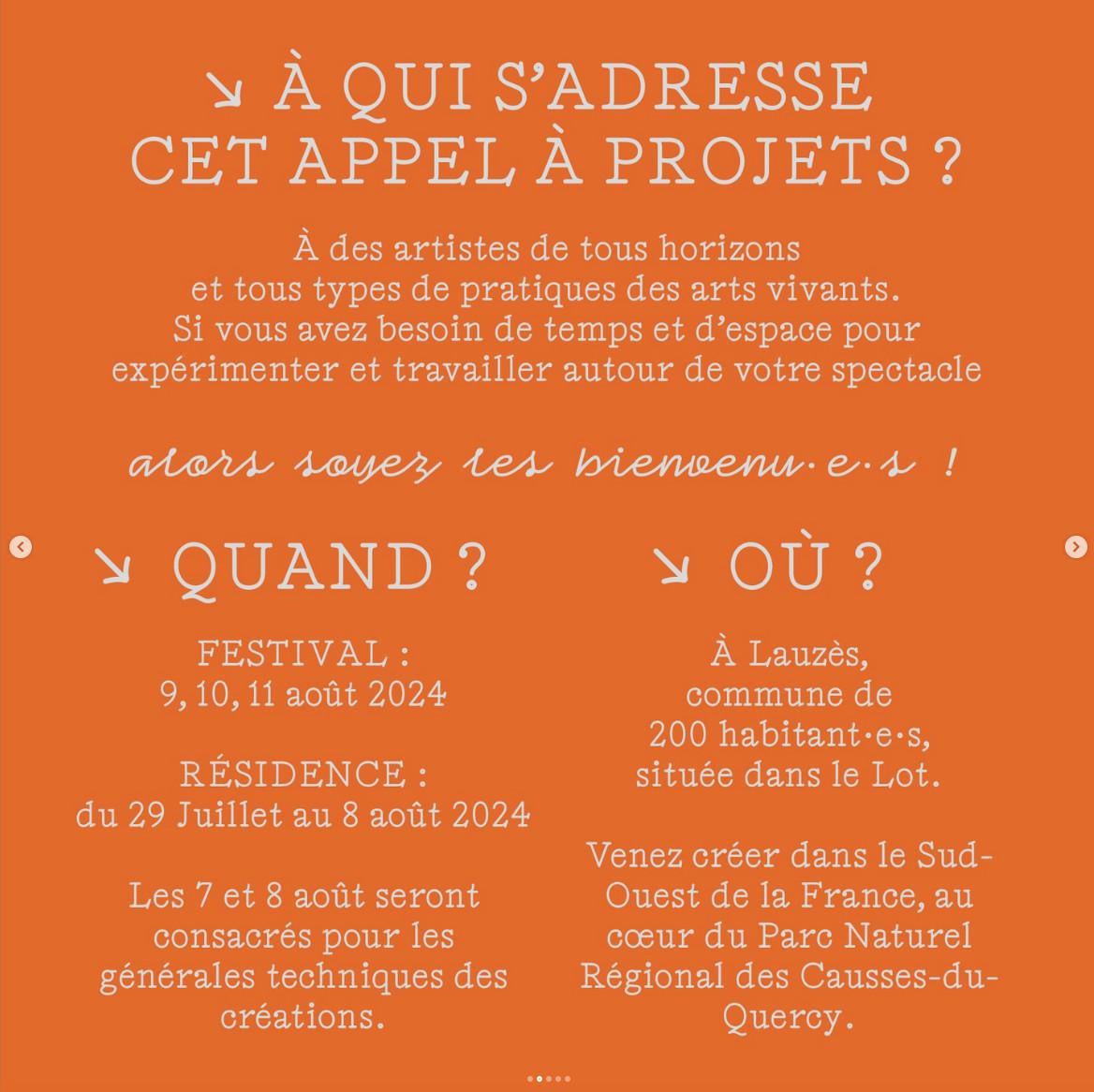 Appel à projets / Lauzès 46 Festival Sorties de Route - Édition #4 Appel à projets / Lauzès 46 Festival Sorties de Route - Édition #4