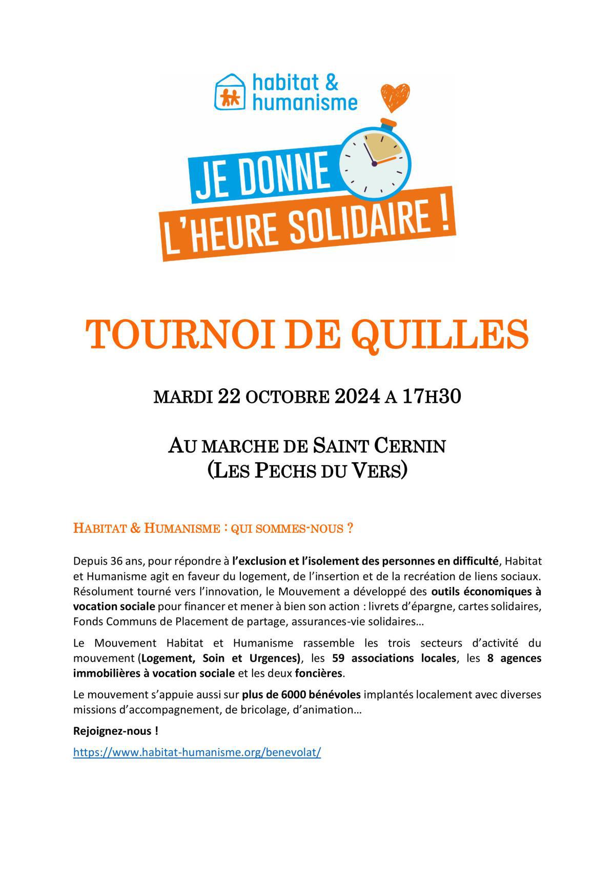 Tournoi de Quilles (Solidaire Habitat & Humanisme)