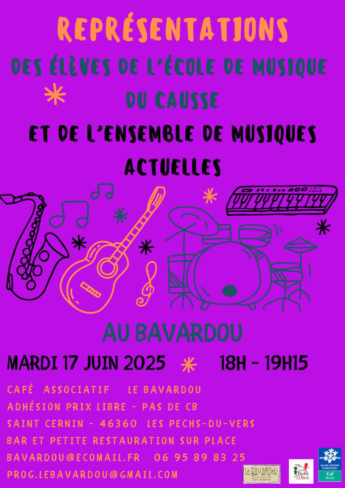 ÉLÈVES DE L'ÉCOLE DE MUSIQUE DU CAUSSE + M. PAGANEL À L'ACCORDÉON