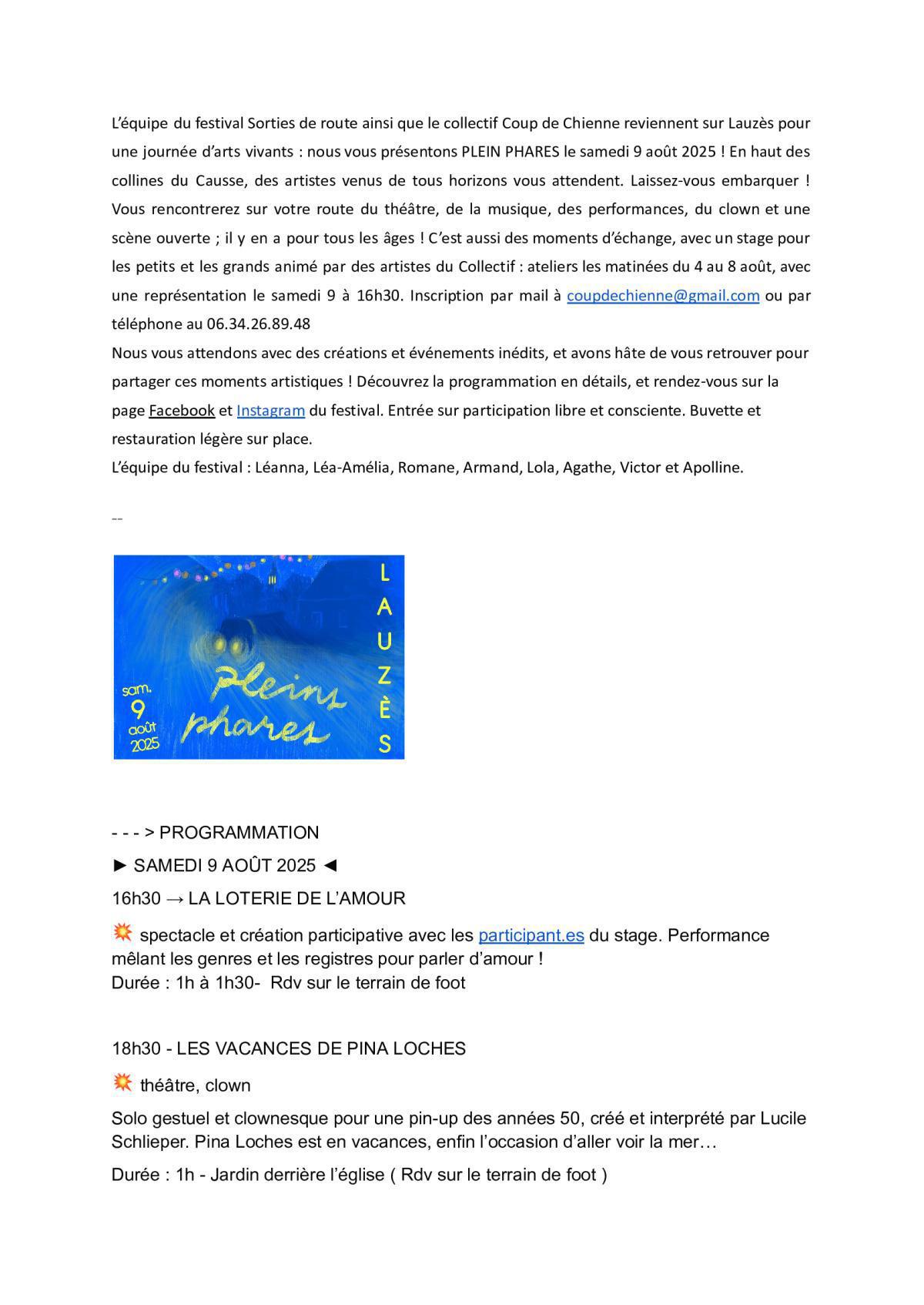 Pleins phares (Lauzès 2025)  Pleins phares (Lauzès 2025)