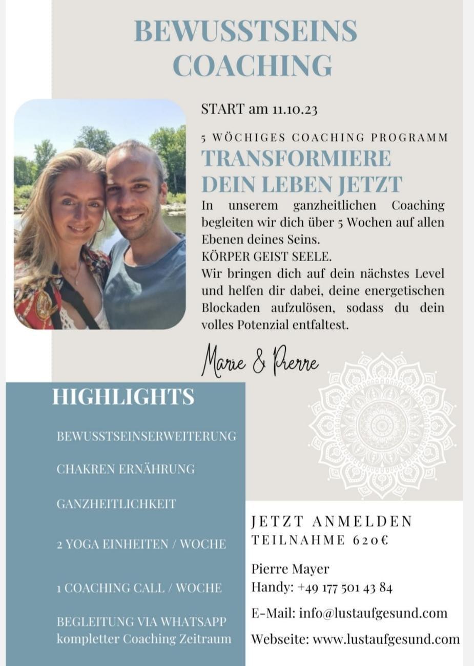 Bewusstseins Coaching mit Pierre Mayer Bewusstseins Coaching mit Pierre Mayer
