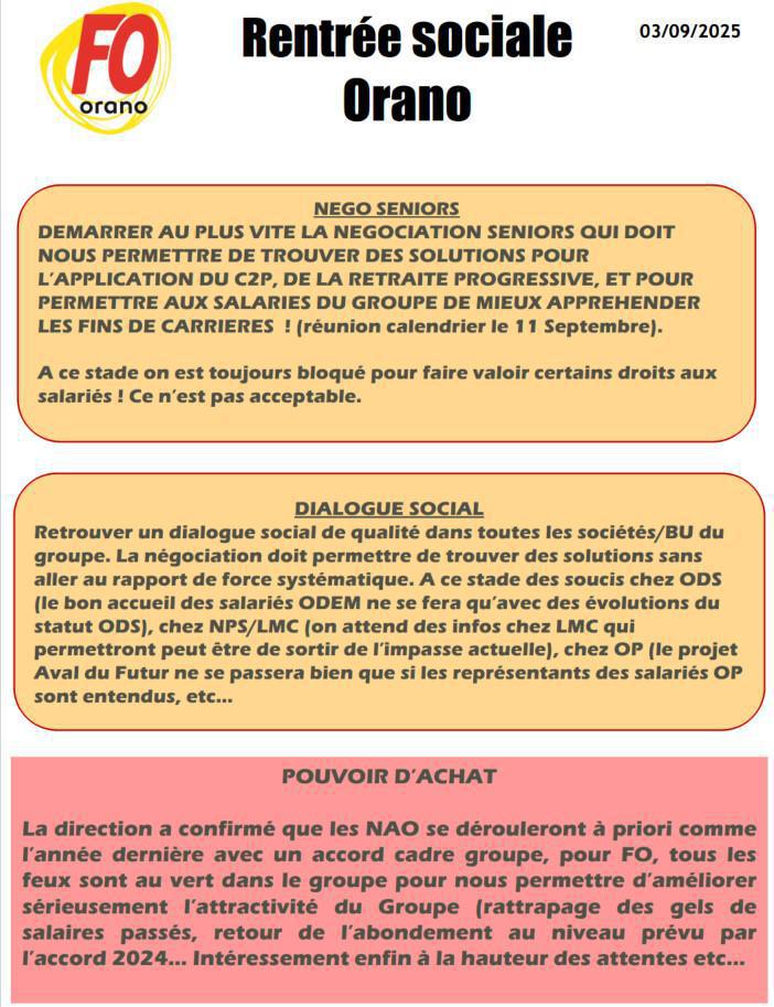 FO Rentrée sociale et mobilisation du 18 septembre