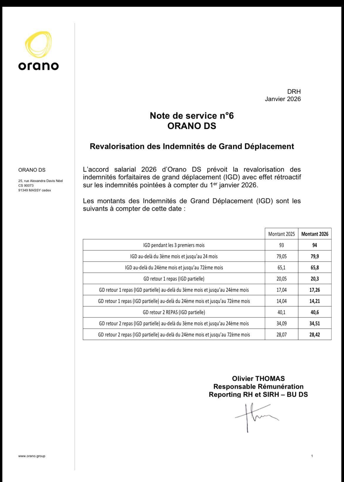 Nouvelles notes de service applicables après NAO.