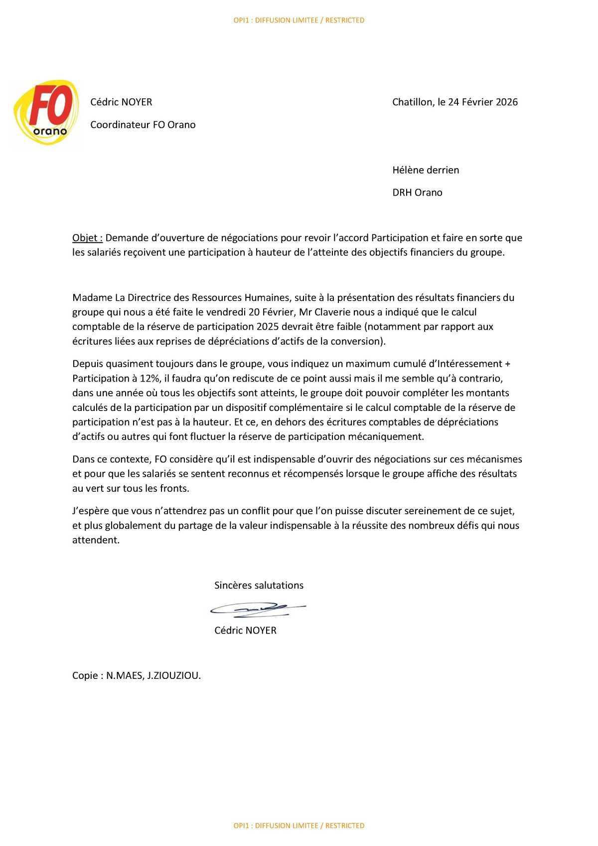 Participation 2025 ! FO demande une négociation !