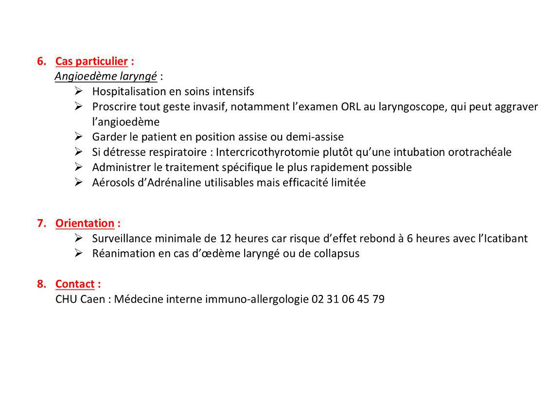 Angioedème bradykinique Cas particulier