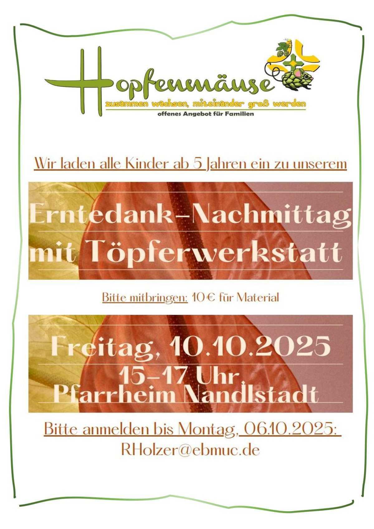 Erntedank mit Töpferwerkstatt