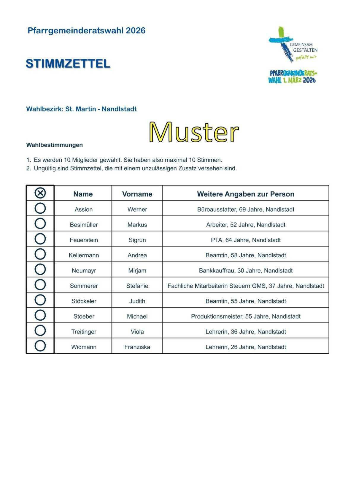 Pfarrgemeinderatswahl am 1. März 2026