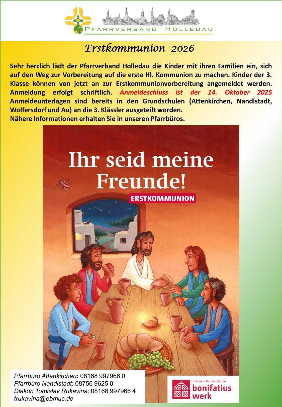 Anmeldung zur Erstkommunion