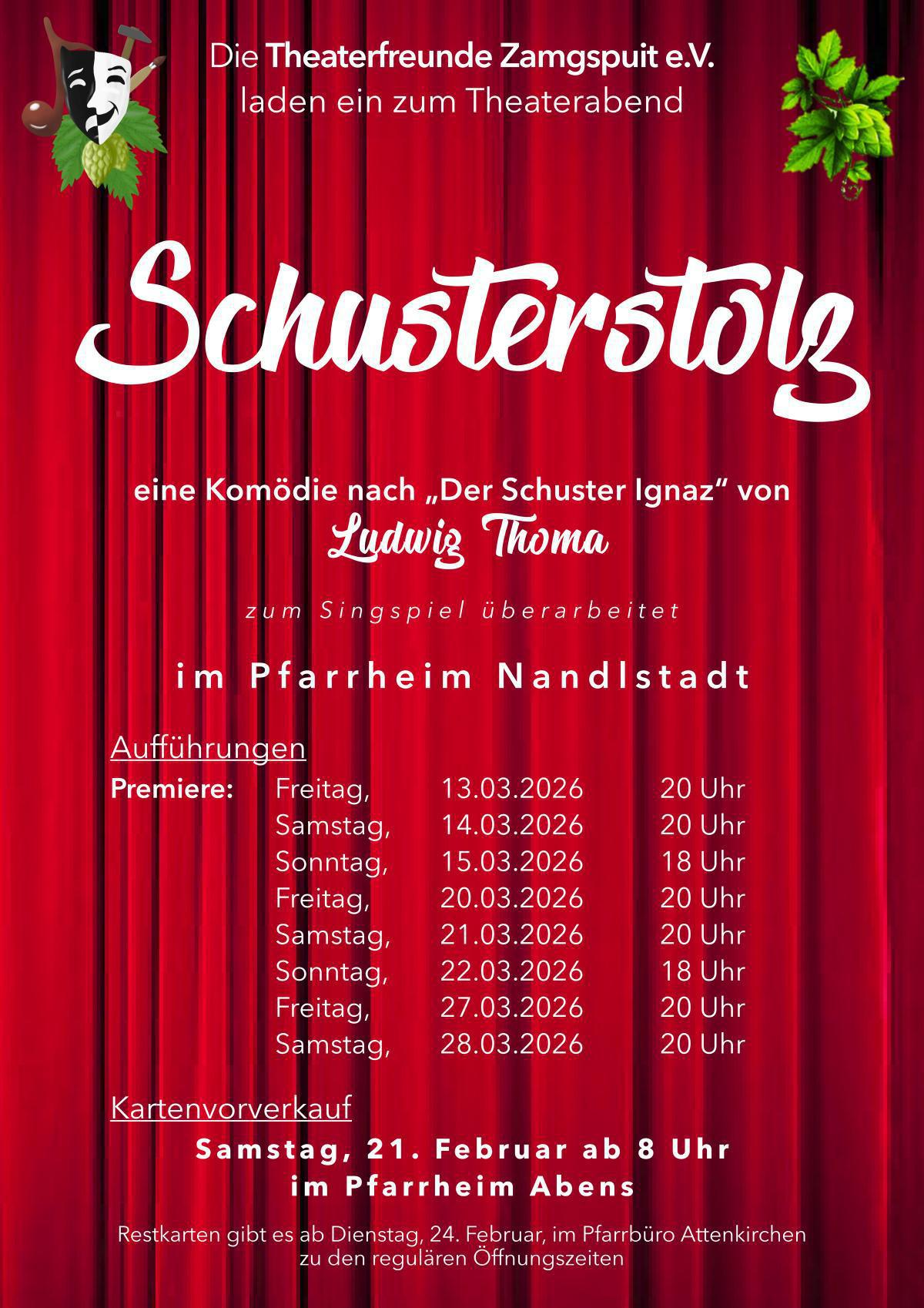 Die Theaterfreunde Zamgspuit e.V. laden ein zum Theaterabend
