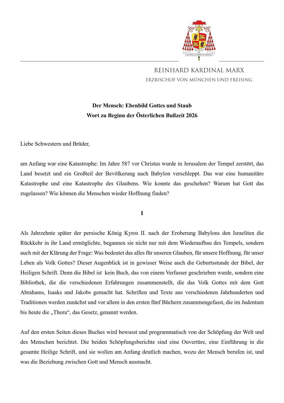 Fastenhirtenbrief 2026