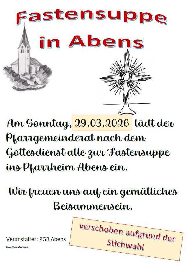 VERSCHOBEN - Fastensuppe in Abens