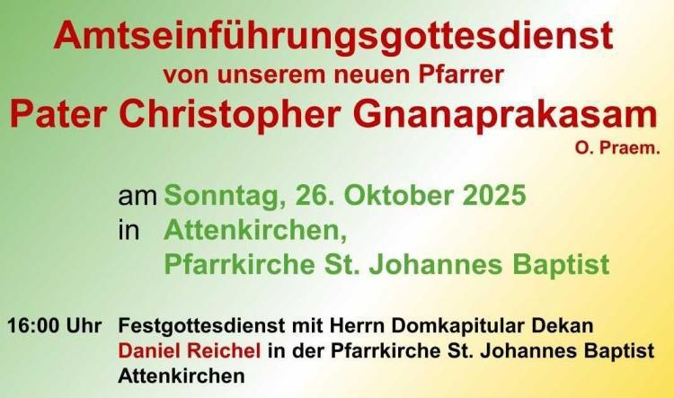 Amtseinführung von Pater Christopher Gnanaprakasam