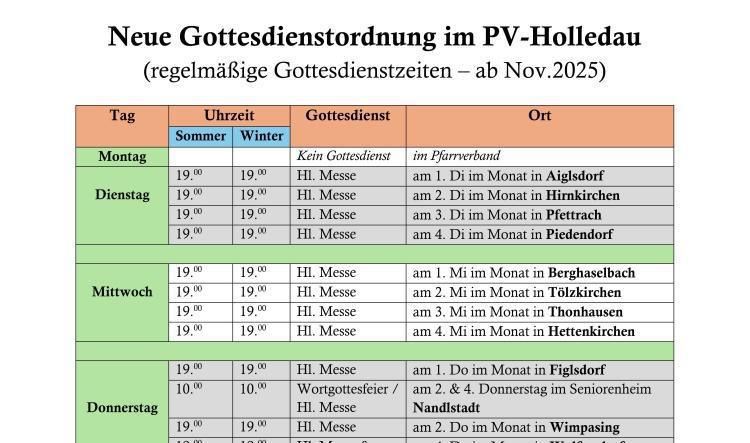 Neue Gottesdienstordung