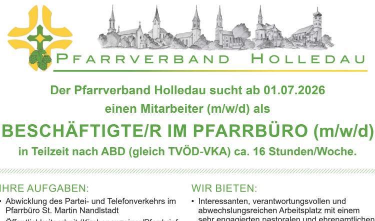 Wir suchen: Beschäftigte/r im Pfarrbüro (m/w/d)