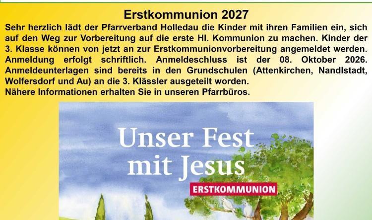 Anmeldung zur Erstkommunion 2027
