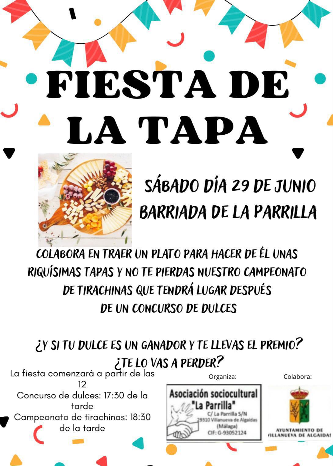 FIESTA DE LA TAPA este sábado 29 de junio en la barriada La Parrilla