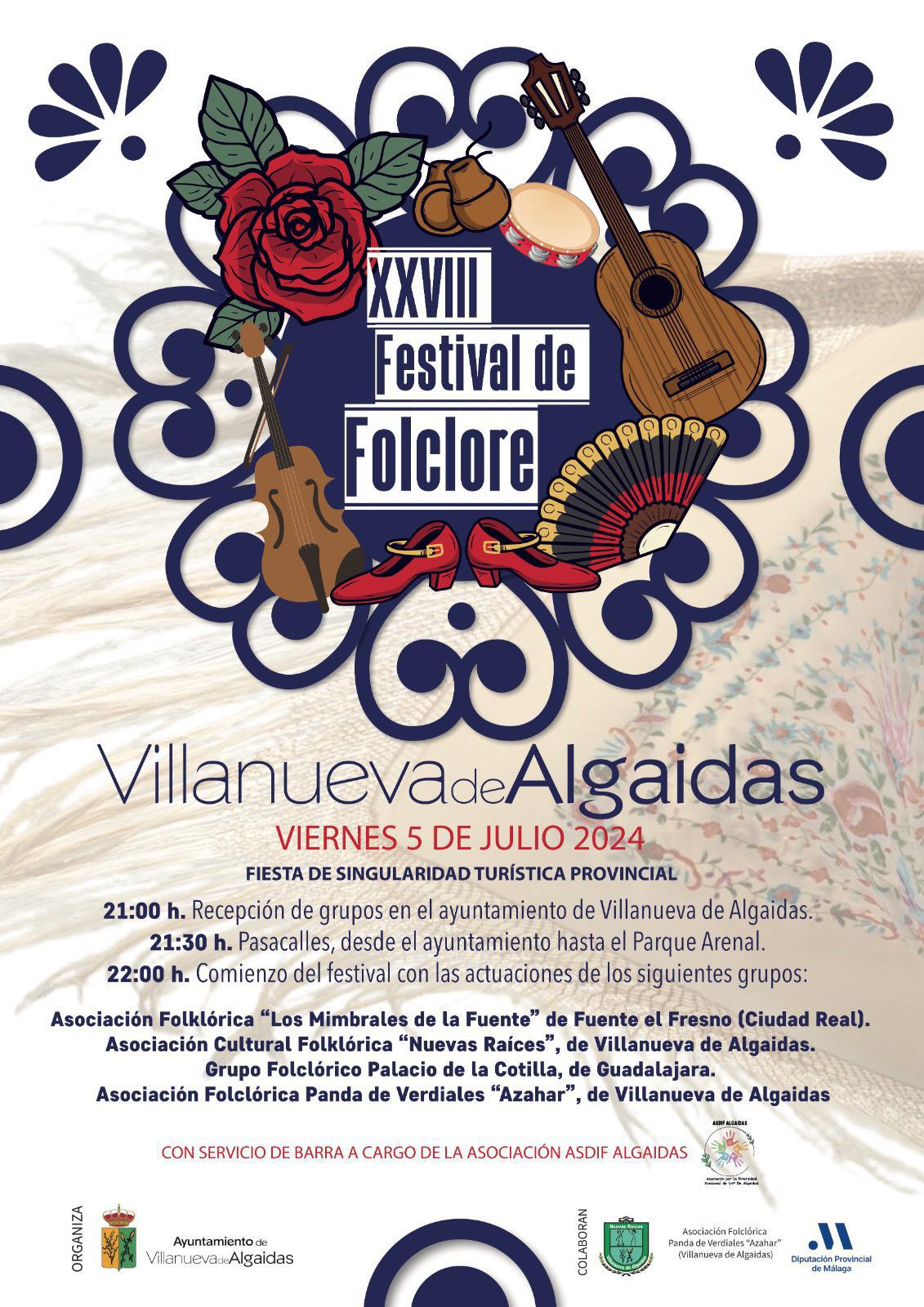 Villanueva de Algaidas celebra el viernes 5 de julio su XXVIII Festival de Folclore