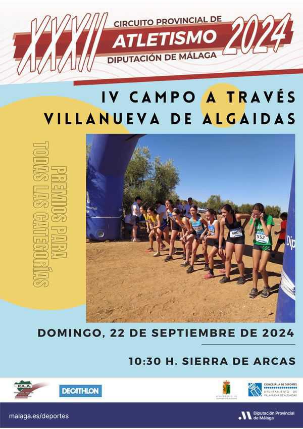 El domingo 22 de septiembre tendrá lugar la prueba CAMPO A TRAVÉS de Villanueva de Algaidas