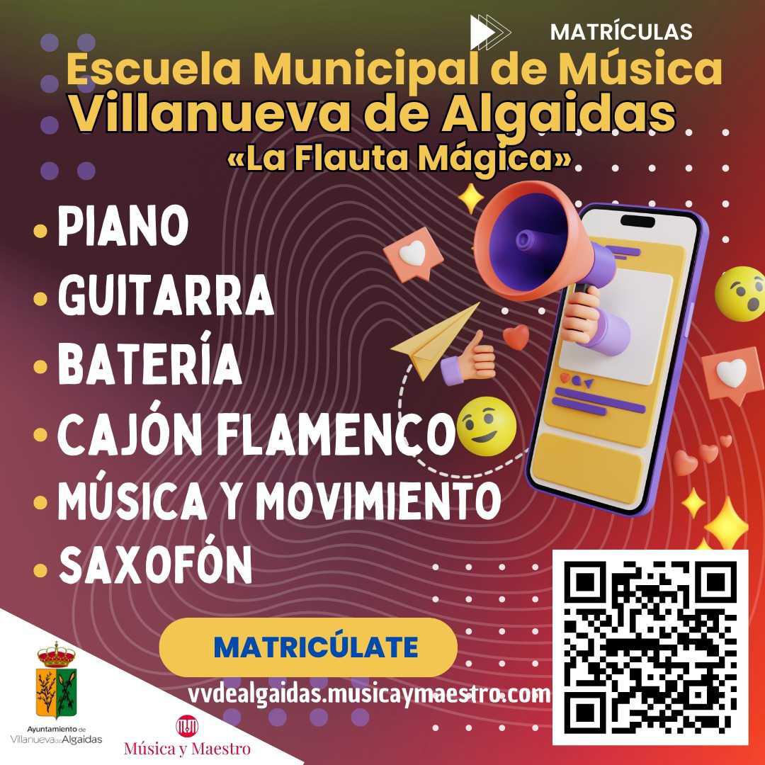 Abierto el plazo de matrículas en la Escuela Municipal de Música de Villanueva de Algaidas