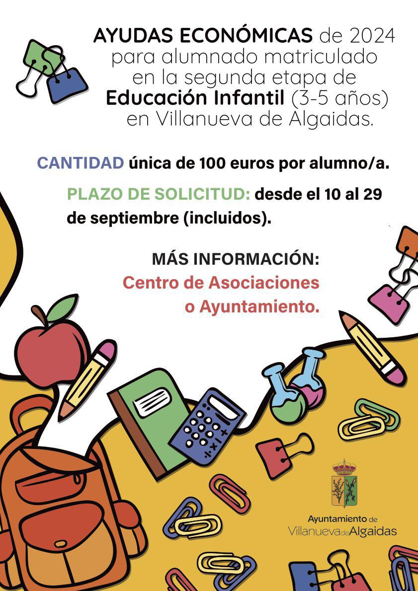 Ayudas económicas de 2024 para alumnado de Educación Infantil 