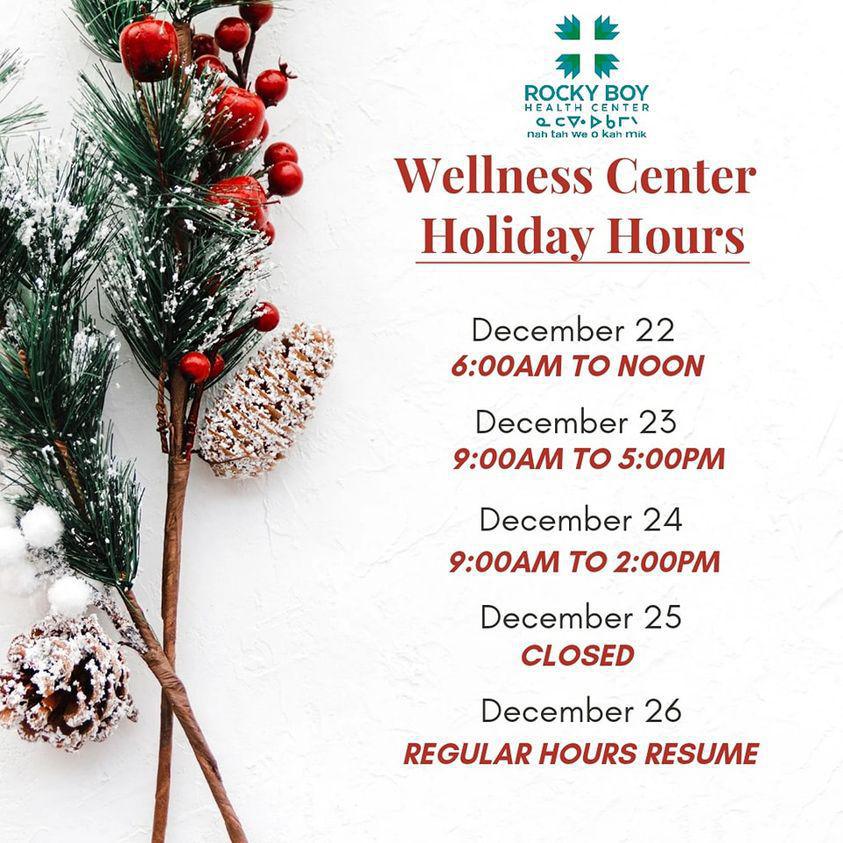 Wellness Center Holiday Hours